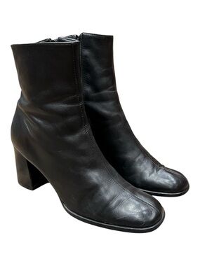NINE WEST Retro Y2K VINTAGE Leather Mid Calf Booties Boots Bohemian Casual 7.5